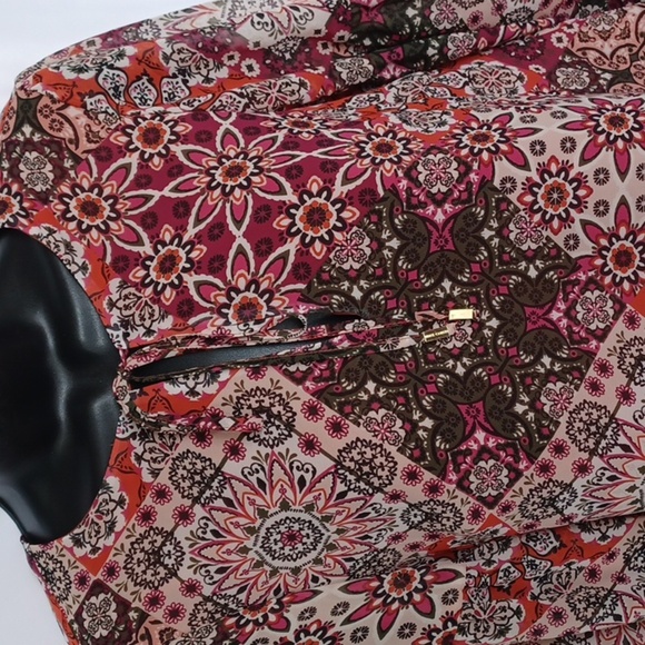 VINCE CAMUTO Womens Orange Tie Lined 3/4 Sleeve Split Shift Dress sz 8 - Picture 5 of 10